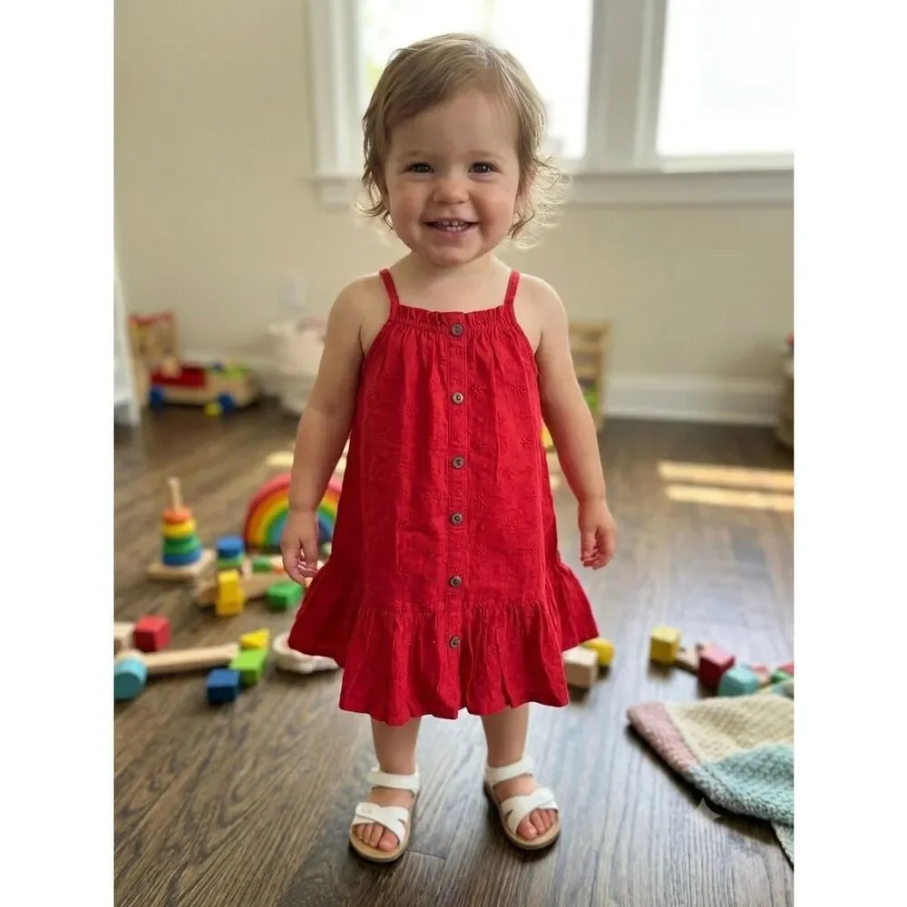 3/$30 NEW Old Navy Toddler Girls 12-18 Months Red Eyelet Dress